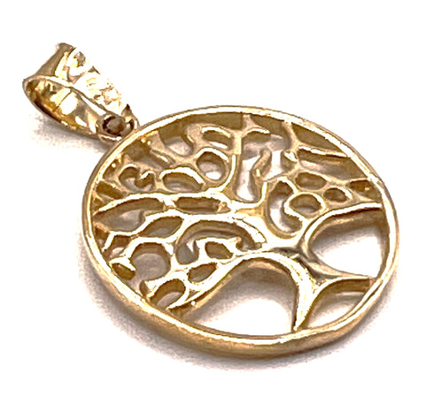 14k Gold Round Tree of Life Necklace